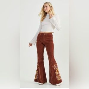Altar’d State corduroy bellbottoms with flour embroidery